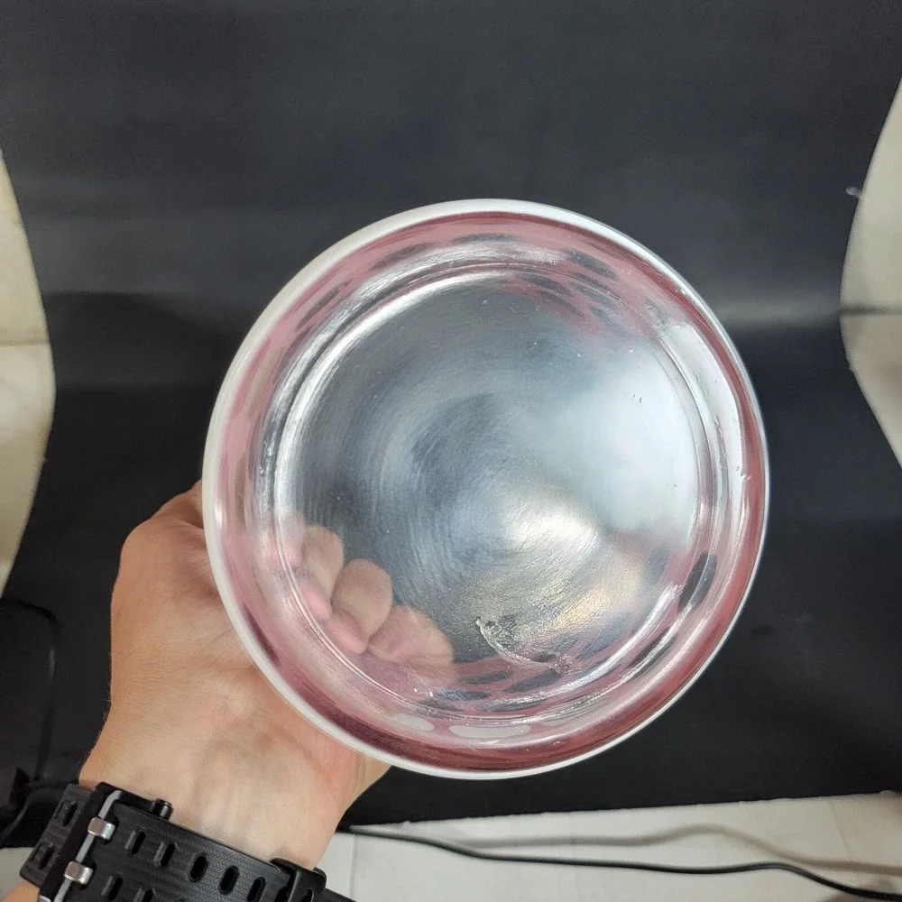 Vintage Cranberry Glass Ice Bowl Bucket Coin Dot White